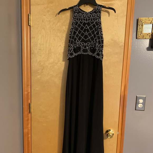 Black Beaded Halter Maxi Dress - Picture 3 of 12
